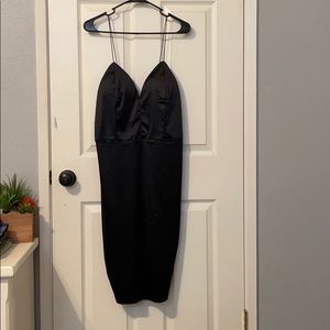 Black elastic straps party dress.